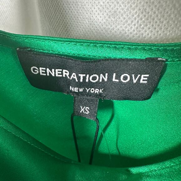 GENERATION LOVE Annie Silk Crystal Strap Cami Kelly Green Size XS - Picture 3 of 13
